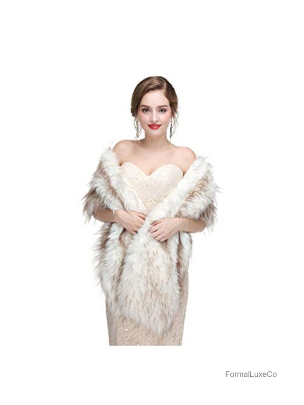 1920 Faux Fur Shawl Bridal Winter Stole Cape